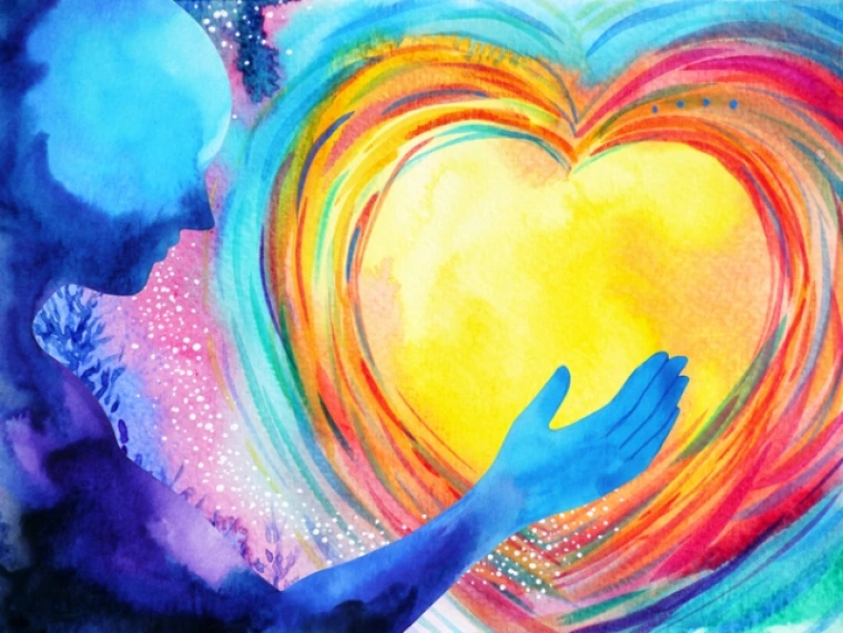 abstract painting of person and heart