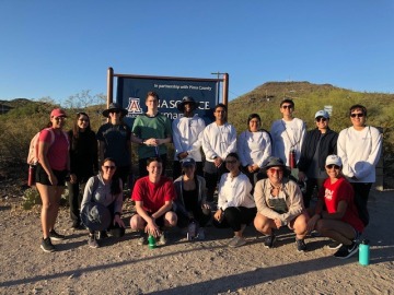 Group of students outdoors in the desert 